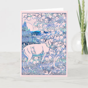 Cartes Pour Fêtes Annuelles Solstice d'été Litha Blue Parties scintillant Deer