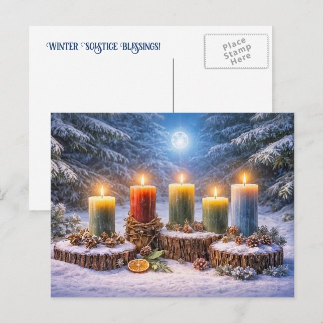 Cartes Pour Fêtes Annuelles Solstice d'hiver  (Devant / Derrière)