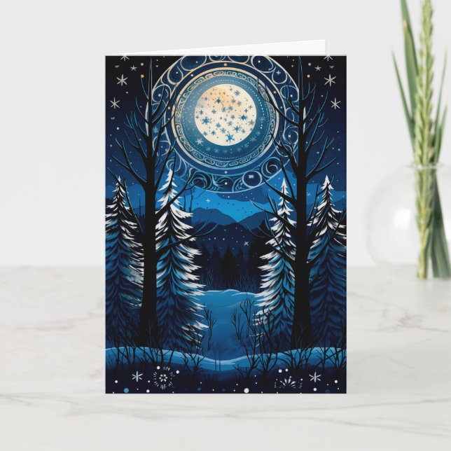Cartes Pour Fêtes Annuelles Solstice d'hiver de Yule Bienheureux Forêt de Plei (Devant)
