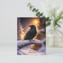 Solstice d'hiver Yule Corbeau et Neige