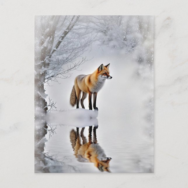 Cartes Pour Fêtes Annuelles Solstice d'hiver Yule Fox neige d'hiver (Devant)