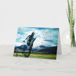 Cartes Pour Fêtes Annuelles Solstice hivernale de loup fantôme hurlant