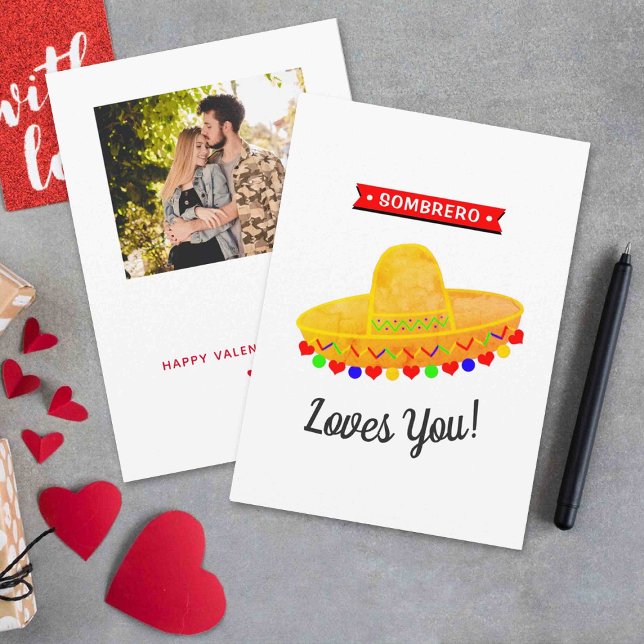 Cartes Pour Fêtes Annuelles Sombrero vous aime drôle Whimsy Saint-Valentin (Créateur téléchargé)