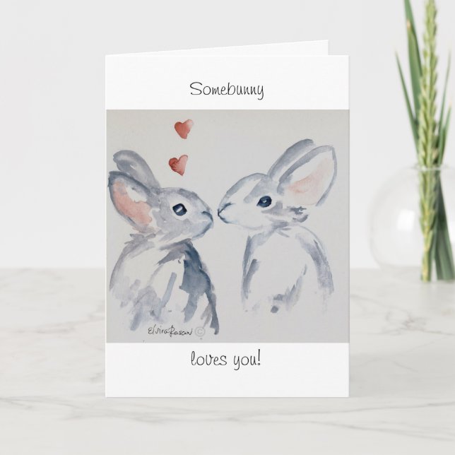 Cartes Pour Fêtes Annuelles Somebunny vous aime (Devant)