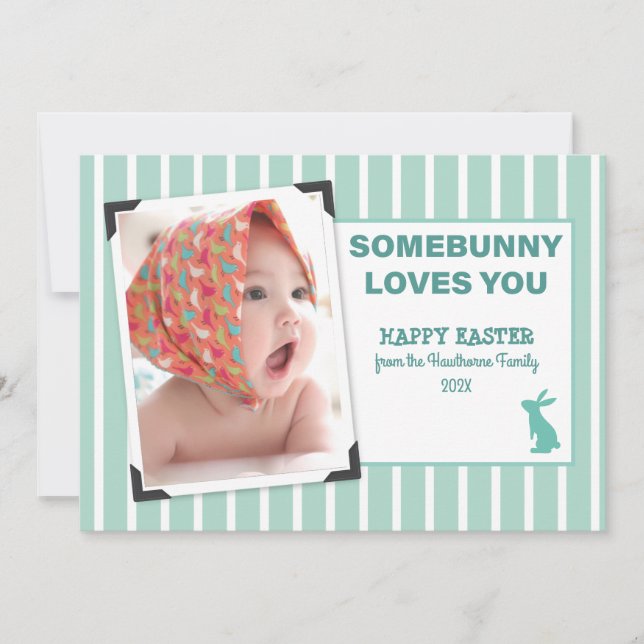Cartes Pour Fêtes Annuelles "Somebunny vous aime" Pâques fun chic personnalisé (Devant)