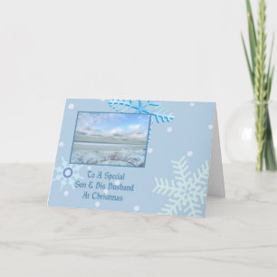 Cartes Pour Fêtes Annuelles Son et son mari Winter Lake Noël