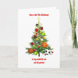 Cartes Pour Fêtes Annuelles Son Fils et son partenaire Arbre de Noël avec des 