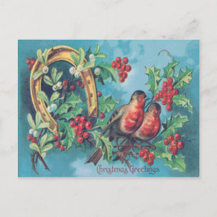 Cartes Pour Fêtes Annuelles Songbird Christmas Bird Holly Mistletoe Horseshoe