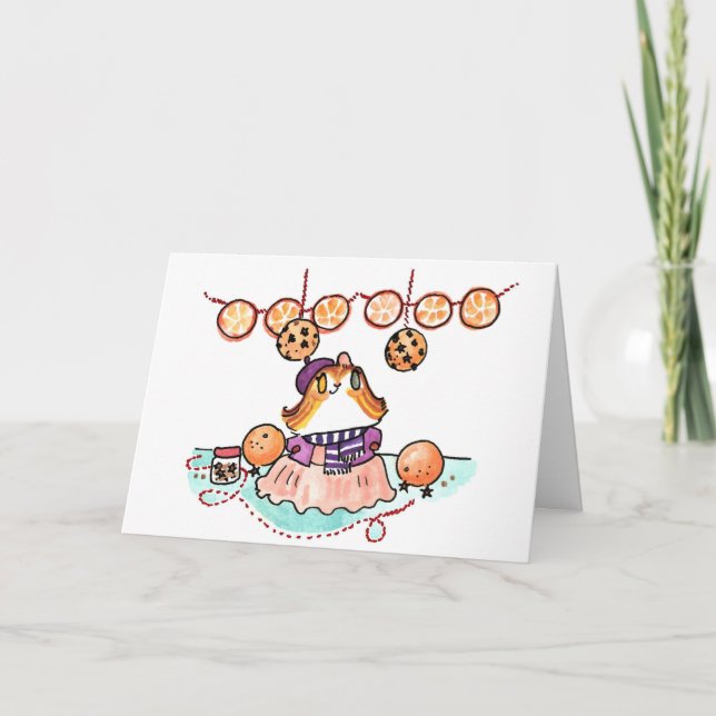 Cartes Pour Fêtes Annuelles Sophie et la guirlande orange (Devant)