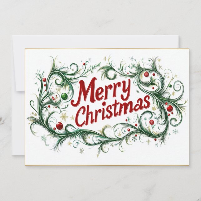 Cartes Pour Fêtes Annuelles Sophistiqué Joyeux Script de Noël (Devant)