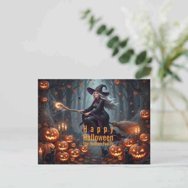 Cartes Pour Fêtes Annuelles Sorcery Halloween Family (Debout devant)