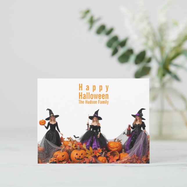 Cartes Pour Fêtes Annuelles Sorcery Halloween Family (Debout devant)