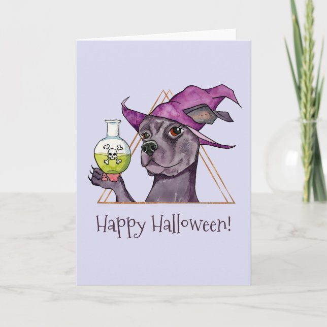 Cartes Pour Fêtes Annuelles Sorcière de chien, Halloween heureux (Devant)