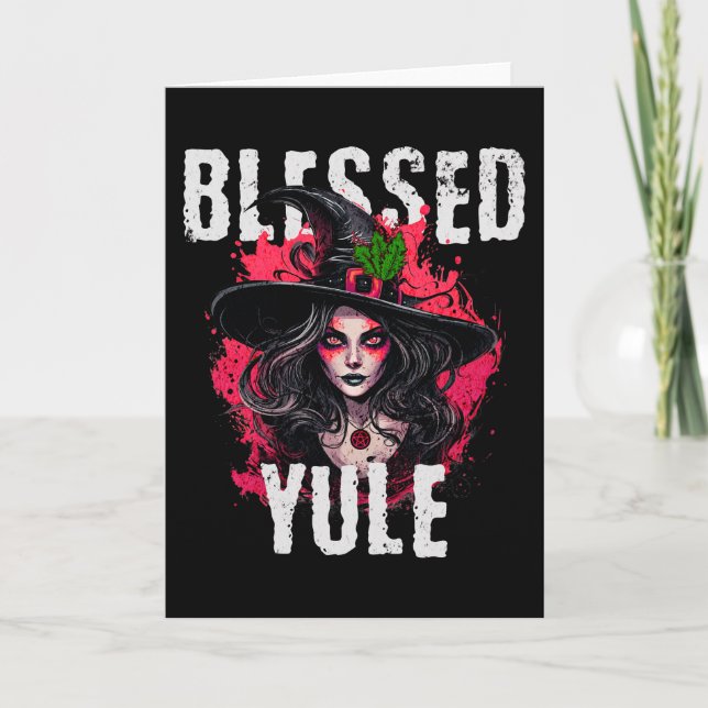 Cartes Pour Fêtes Annuelles Sorcière de Yule bénie (Devant)