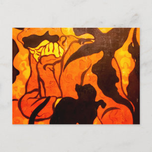 Cartes Pour Fêtes Annuelles Sorcière d'Halloween avec un chat noir