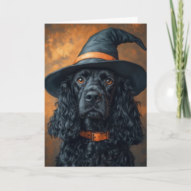 Cartes Pour Fêtes Annuelles Sorcière d'Halloween Cocker (Devant)