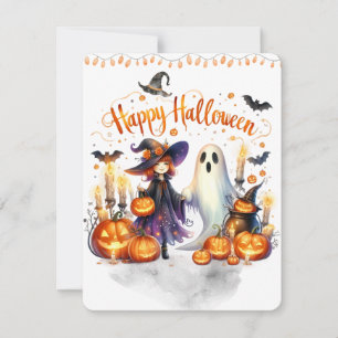 Cartes Pour Fêtes Annuelles Sorcière d'Halloween Sorcellerie Magiciens Château