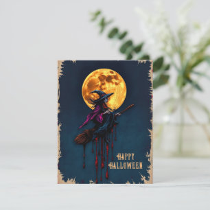 Cartes Pour Fêtes Annuelles sorcière d'Halloween sur un balai