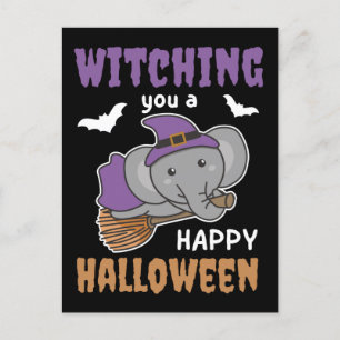 Cartes Pour Fêtes Annuelles Sorcière Éléphante Sorcière Vous Sortir Une Bonne