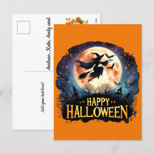 Cartes Pour Fêtes Annuelles Sorcière en vol Broom - Happy Halloween