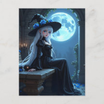 Sorcière gothique Anime Pleine Lune Bleue Hallowee