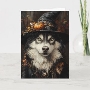 Cartes Pour Fêtes Annuelles Sorcière Husky Halloween