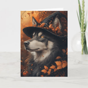 Cartes Pour Fêtes Annuelles Sorcière Husky Halloween
