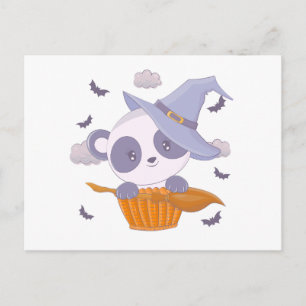 Cartes Pour Fêtes Annuelles Sorcière Panda Super Mignonne Chapeau et Chauves-s