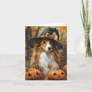Cartes Pour Fêtes Annuelles Sorcière Sheltie Halloween