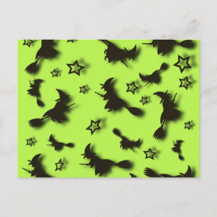 Cartes Pour Fêtes Annuelles Sorcière volante parmi les étoiles à Halloween nui