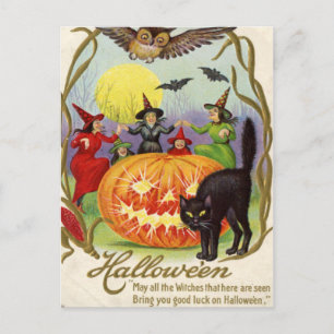 Cartes Pour Fêtes Annuelles Sorcières dansant autour de la lanterne de Jack O