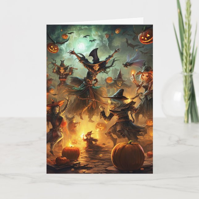 Cartes Pour Fêtes Annuelles Sorcières effrayantes Halloween (Devant)