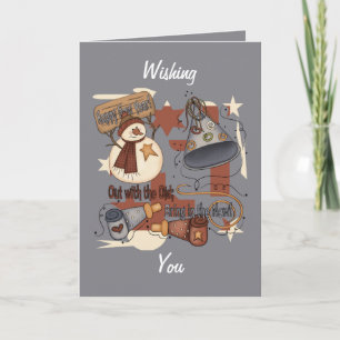 Cartes Pour Fêtes Annuelles Sortez avec l'ancien Apportez dans le nouveau