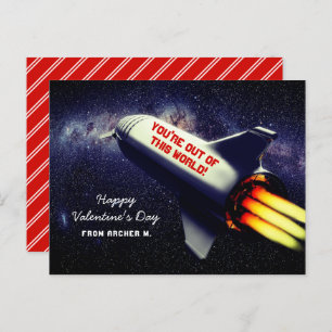Cartes Pour Fêtes Annuelles Sortez de ce monde Retro Rocket Kids Valentine