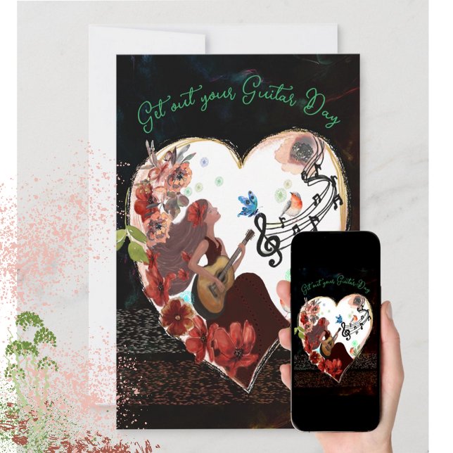 Cartes Pour Fêtes Annuelles Sortez votre guitare jour sombre  (Get out your Guitar Day dark card
)