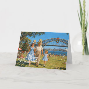 Cartes Pour Fêtes Annuelles sortie de famille Noël 1950 parc Sydney