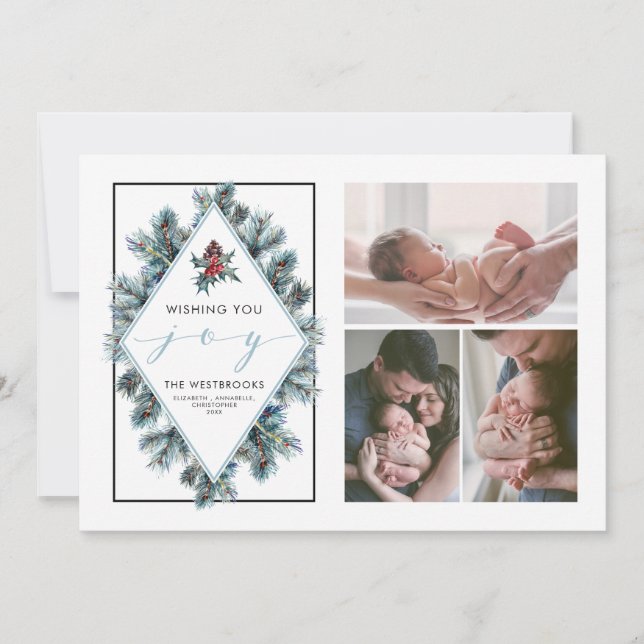 Cartes Pour Fêtes Annuelles Souhaitez-Vous Joy Holiday Photo Collage (Devant)