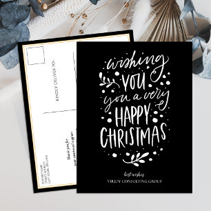 Cartes Pour Fêtes Annuelles Souhaitez-vous Joyeux Noël noir Script Business