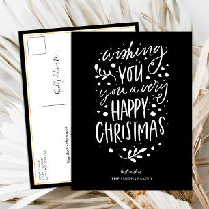 Cartes Pour Fêtes Annuelles Souhaitez-vous Joyeux Noël noir Script non photo