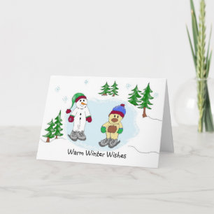 Cartes Pour Fêtes Annuelles Souhaits chauds d'hiver