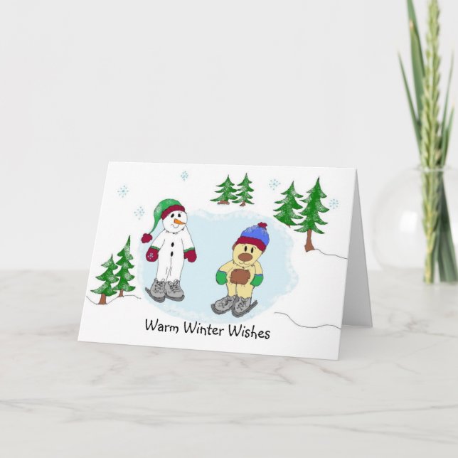 Cartes Pour Fêtes Annuelles Souhaits chauds d'hiver (Devant)