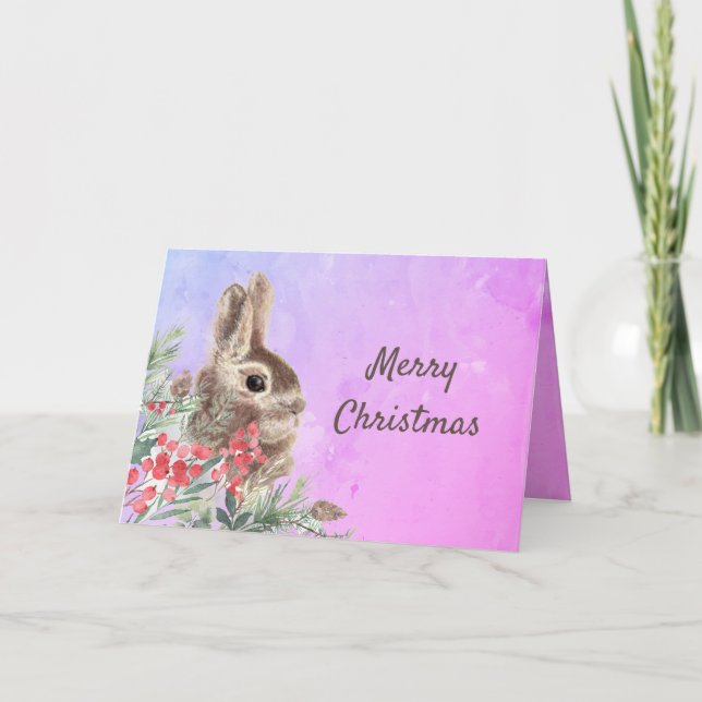 Cartes Pour Fêtes Annuelles Souhaits de Noël Cute Lapin Lapin Blank (Devant)