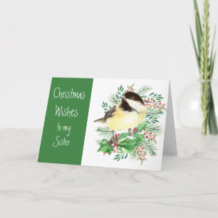 Cartes Pour Fêtes Annuelles Souhaits de Noël Pickadee Bird Soeur