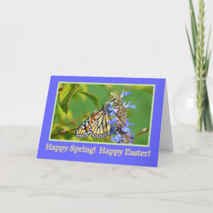 CARTES POUR FÊTES ANNUELLES SOUHAITS DE PÂQUES/BOUTEILLE DE MONARQUE SUR FLEUR