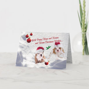 Cartes Pour Fêtes Annuelles Souhaits de scène de neige de Noël de chiots de