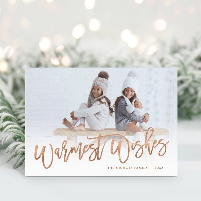 Cartes Pour Fêtes Annuelles Souhaits les plus chauds Rose Gold Script (Créateur téléchargé)