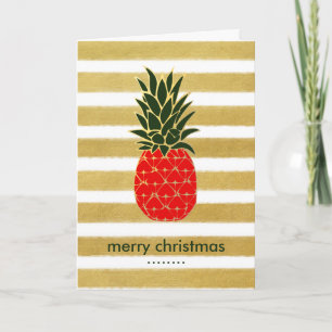 Cartes Pour Fêtes Annuelles Souhaits tropicaux d'or d'ananas de Noël