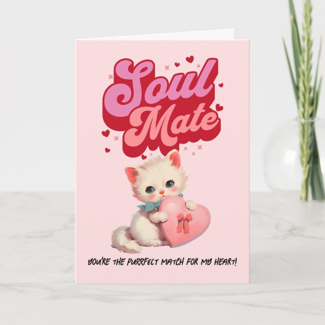 Cartes Pour Fêtes Annuelles Soul Mate Retro Kity Valentine’s Day Card (Devant)