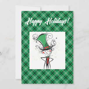 Cartes Pour Fêtes Annuelles Souriant Fancy AI Elfe de Noël avec chapeau supéri