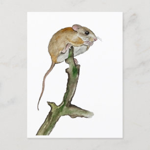 Cartes Pour Fêtes Annuelles Souris aquarelle réaliste dans l'arbre